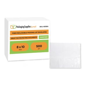 Reclosable Packing List Envelopes - 8 x 10 Inch - Clear Face - 500/Case