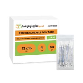 Reclosable Poly Bags 500 Qty 13 x 15 Inch 4 Mil