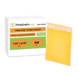 Yellow Kraft Bubble Mailers 100 Pack 7.25 Inch
