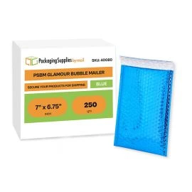 Blue Glamour Bubble Mailers Metallic Blue