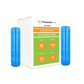 Colored Cast Pre Stretched Hand Stretch Wrap Blue Tinted 4 Qty 30 Gauge