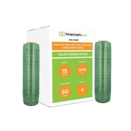 Colored Cast Pre Stretched Hand Stretch Wrap Green Tinted 4 Qty 30 Gauge
