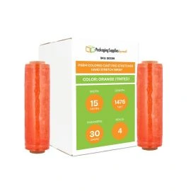 Colored Cast Pre Stretched Hand Stretch Wrap Orange Tinted 4 Qty 30 Gauge