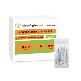 Hang Hole Poly Bags 1000 Qty 9 x 12 Inch 4 Mil
