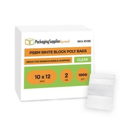 White Block Poly Bags 1000 Qty 10 x 12 Inch