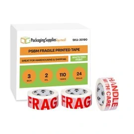 White Red Fragile Printed Tape 24 Qty